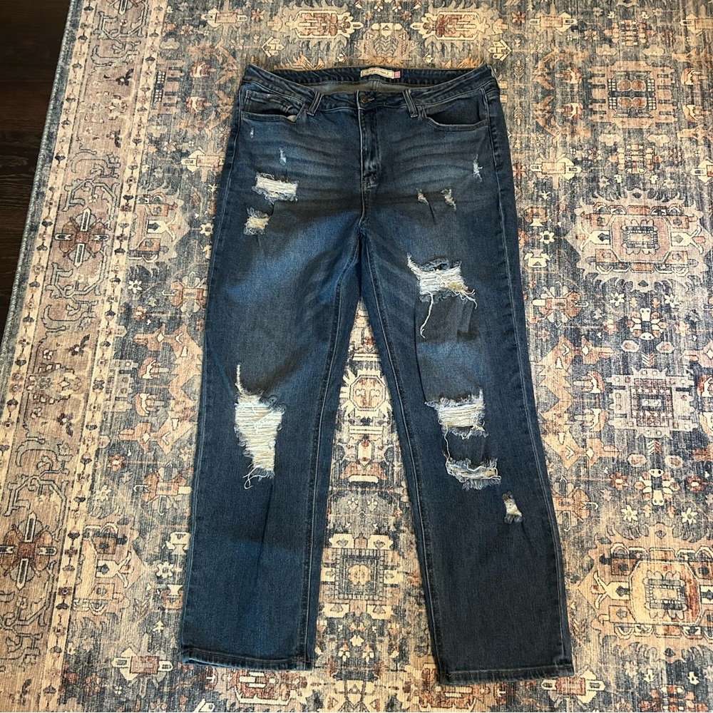Distressed Blue Jeans